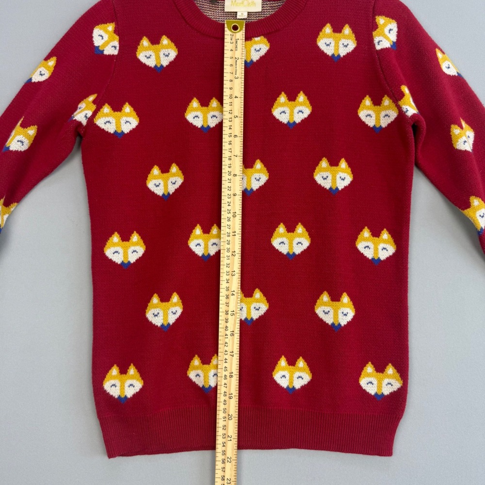ModCloth Whimsical Fox Face Sweater Intarsia Knit Retro Critter 100% Cotton Sz S - Picture 8 of 12